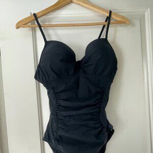 Spanx Assets Ruched Black Swimsuit